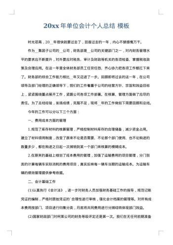 20xx年单位会计个人总结