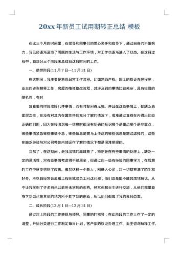 20xx年新员工试用期转正总结