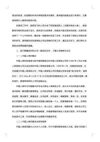 大学生保险实习报告