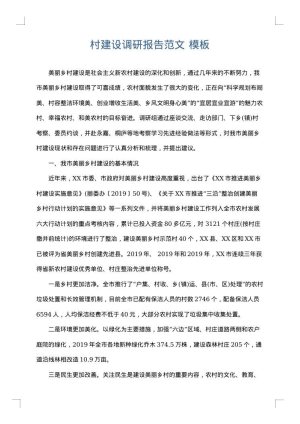 村建设调研报告范文