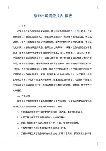旅游市场调查报告