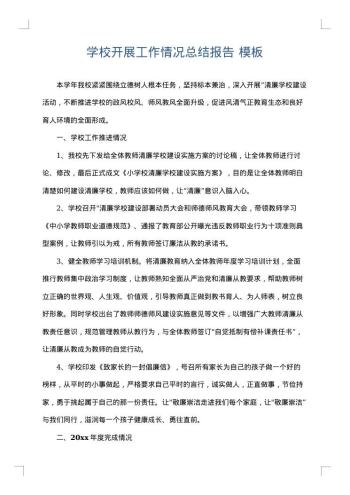 学校开展工作情况总结报告