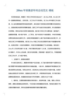 2025年销售部年终总结范文