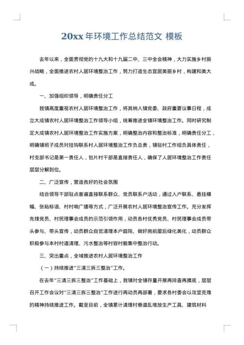 2025年环境工作总结范文
