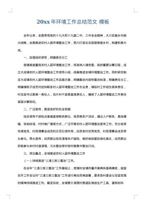 2025年环境工作总结范文