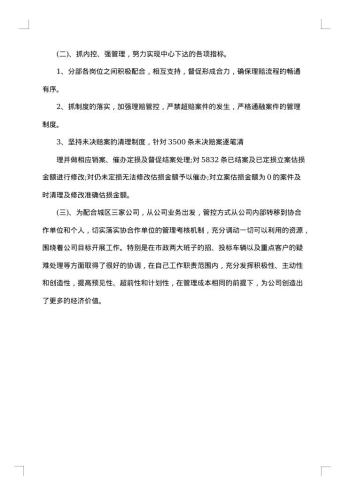 理赔工作总结范文