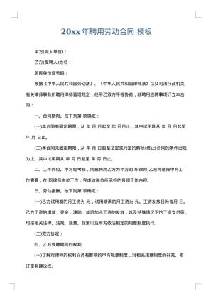 2025年聘用劳动合同