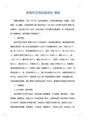 清理吃空饷自查报告