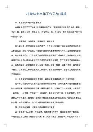 村党总支半年工作总结