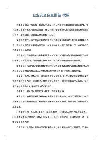 企业安全自查报告
