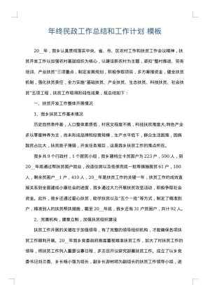 年终民政工作总结和工作计划