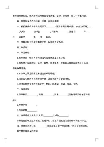 借款质押用担保合同