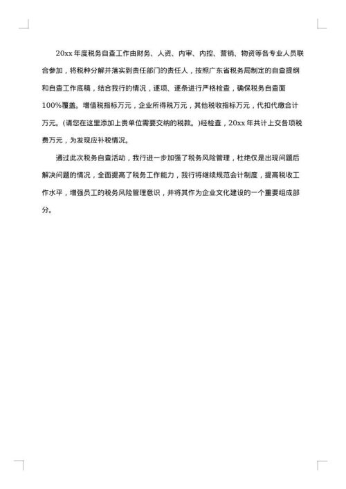 税务自查报告范文