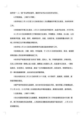 20xx年春季开学初工作方案