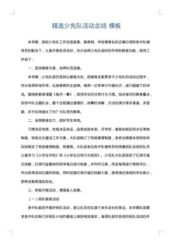 精选少先队活动总结