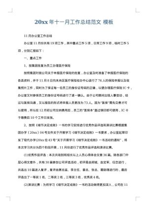 2025年十一月工作总结范文