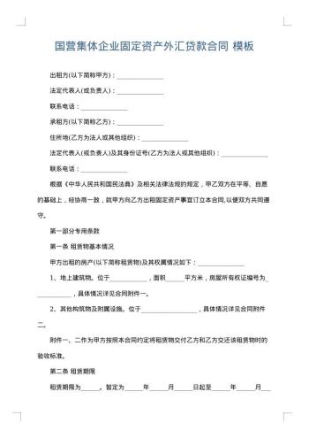 国营集体企业固定资产外汇贷款合同