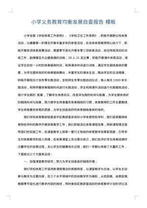小学义务教育均衡发展自查报告