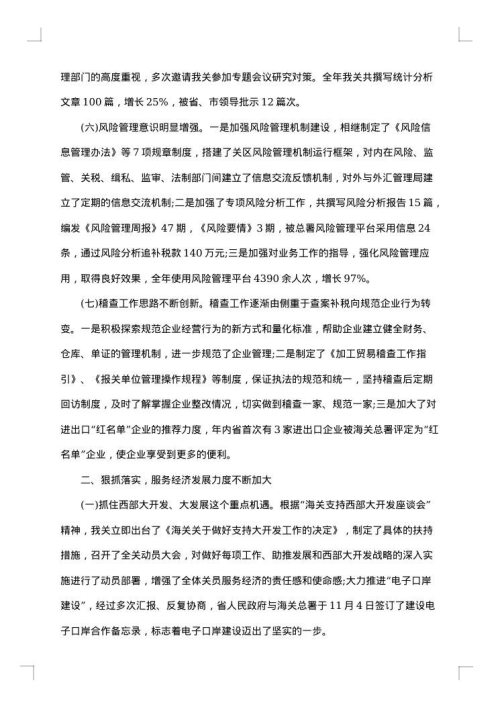 海关2025年工作总结范文