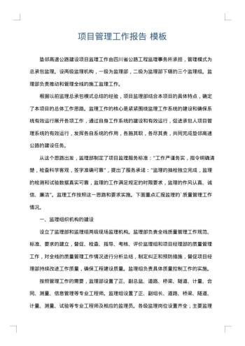 项目管理工作报告