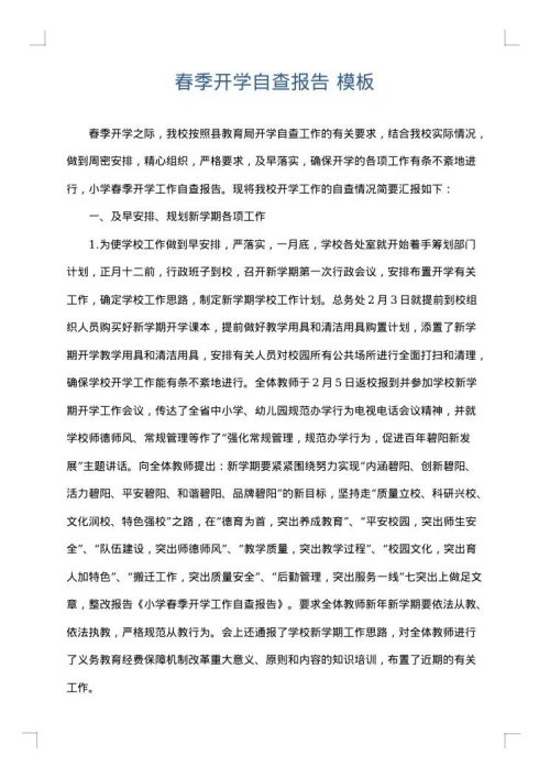 春季开学自查报告