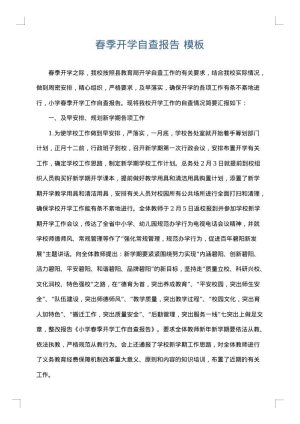 春季开学自查报告