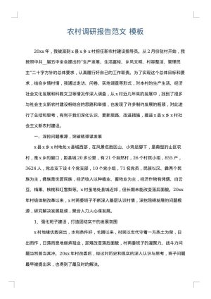 农村调研报告范文