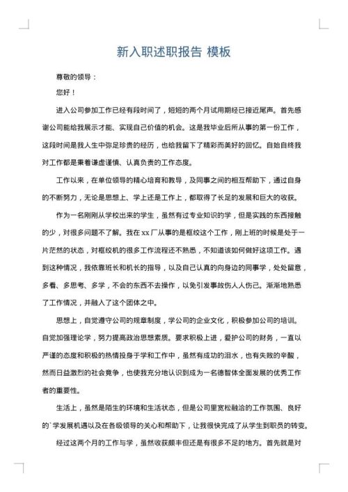 新入职述职报告