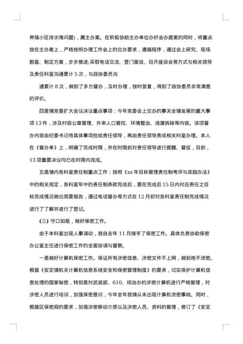 党政办个人工作总结