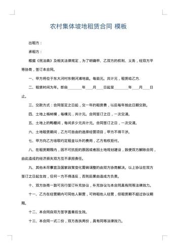 农村集体坡地租赁合同