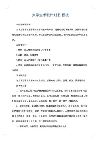 大学生求职计划书