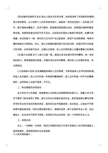 个人成长报告格式
