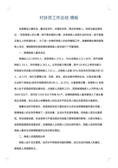 村扶贫工作总结