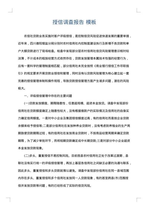 授信调查报告