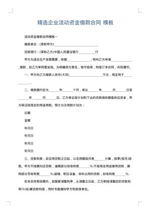 精选企业流动资金借款合同