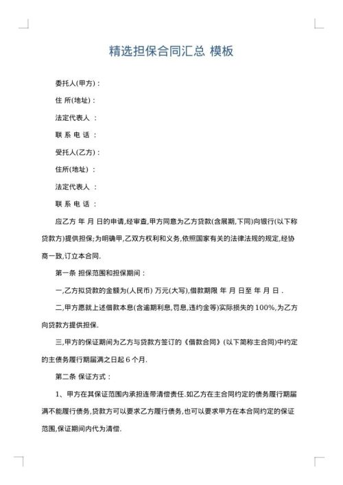精选担保合同汇总