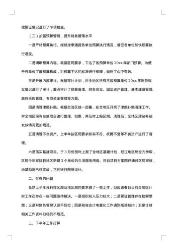 财务科半年总结范文