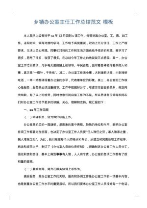 乡镇办公室主任工作总结范文