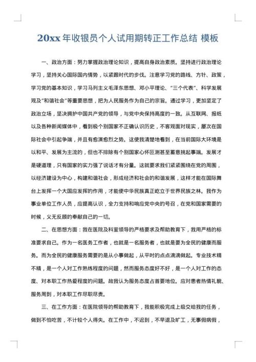 2025年收银员个人试用期转正工作总结