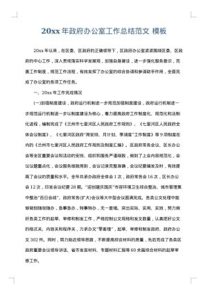 2025年政府办公室工作总结范文