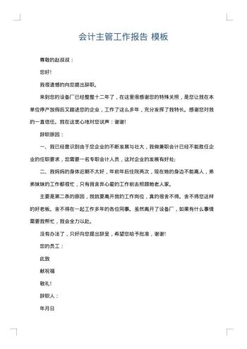 会计主管工作报告