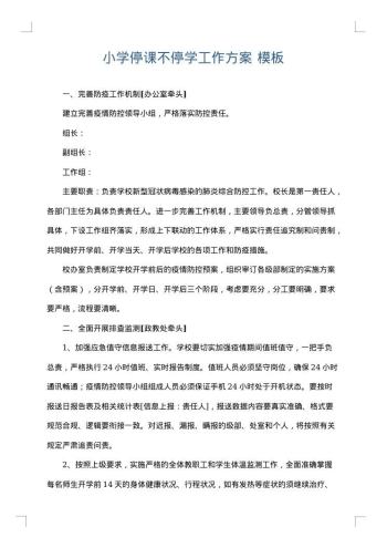 小学停课不停学工作方案