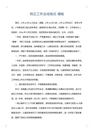 转正工作总结格式