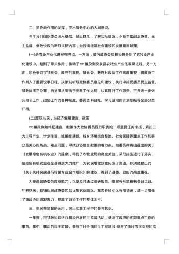 20xx年政协工作总结范文