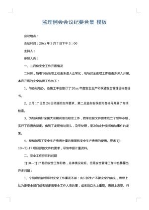 监理例会会议纪要合集
