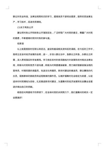 村官调研报告范文
