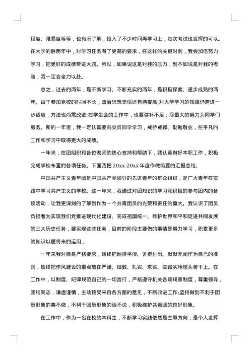 2025年大学生团员个人总结范文