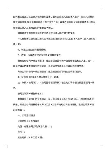公司注销清算报告怎么写