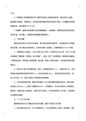 20xx年村书记工作总结