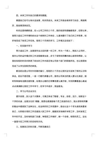 20xx年试用期工作总结范文